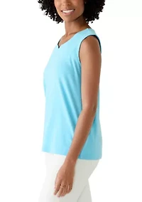 Women's Sleeveless Split Neck Tank Top