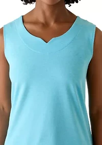 Women's Sleeveless Split Neck Tank Top