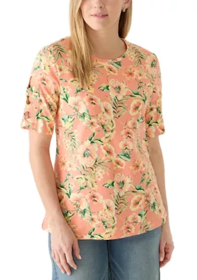 Women's Ladder Sleeve Print Top