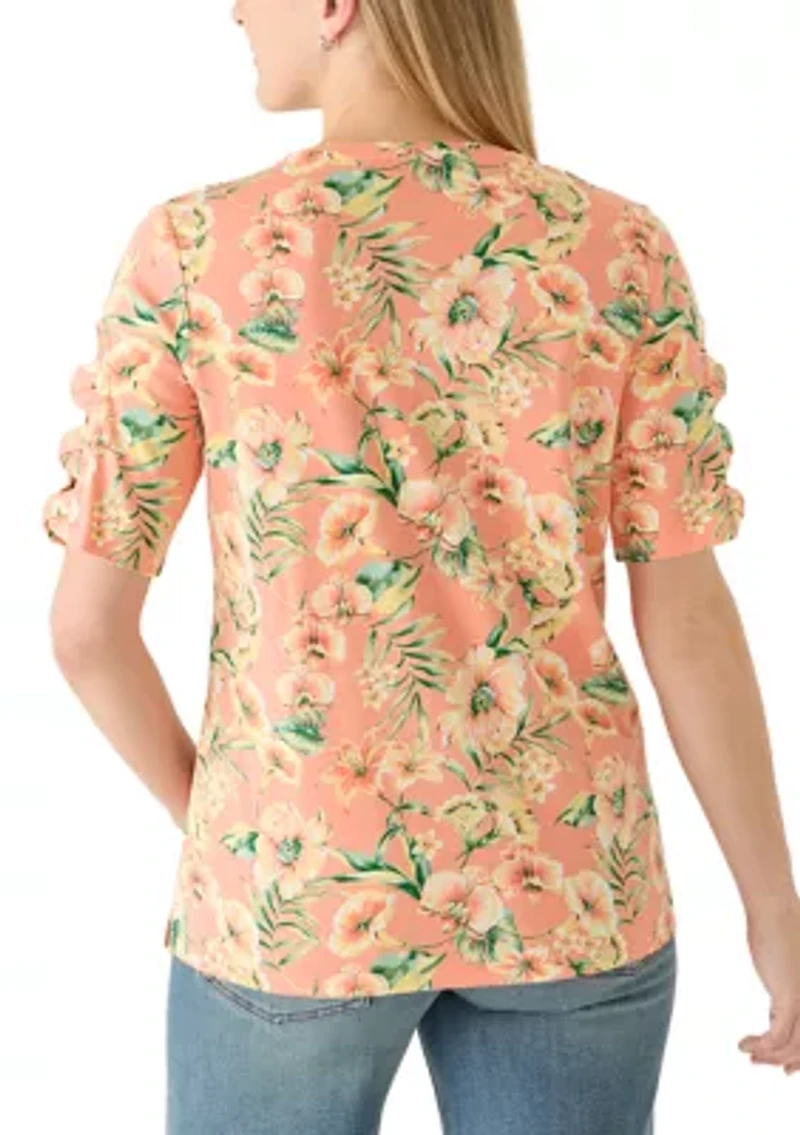 Women's Ladder Sleeve Print Top