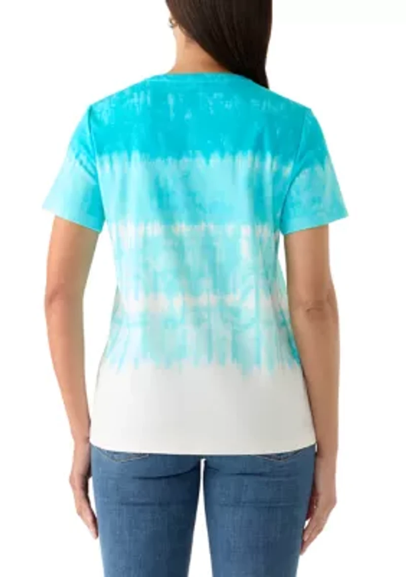 Women's Short Sleeve Crew Neck Placement Printed Top