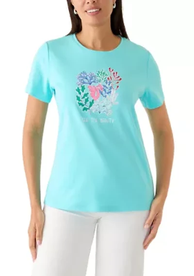 Women's Short Sleeve Crew Neck Graphic Top