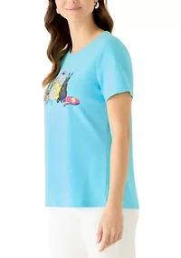 Women's Short Sleeve Crew Neck Graphic Top