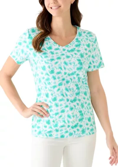 Women's Short Sleeve V-Neck Printed Top