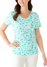 Women's Short Sleeve V-Neck Printed Top