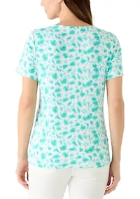 Women's Short Sleeve V-Neck Printed Top