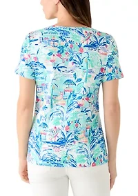 Women's Short Sleeve V-Neck Printed Top