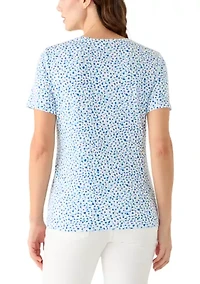 Women's Short Sleeve V-Neck Printed Top
