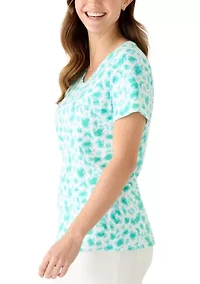 Women's Short Sleeve V-Neck Printed Top