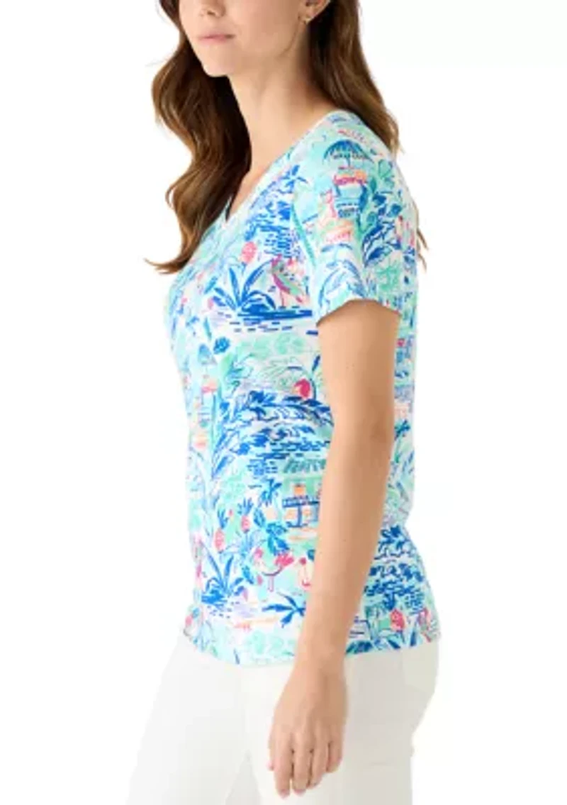 Women's Short Sleeve V-Neck Printed Top
