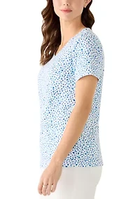 Women's Short Sleeve V-Neck Printed Top