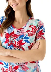 Women's Short Sleeve V-Neck Printed Top