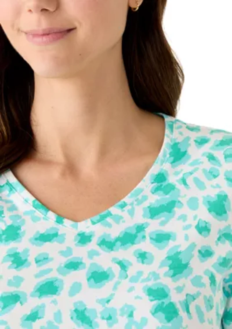 Women's Short Sleeve V-Neck Printed Top