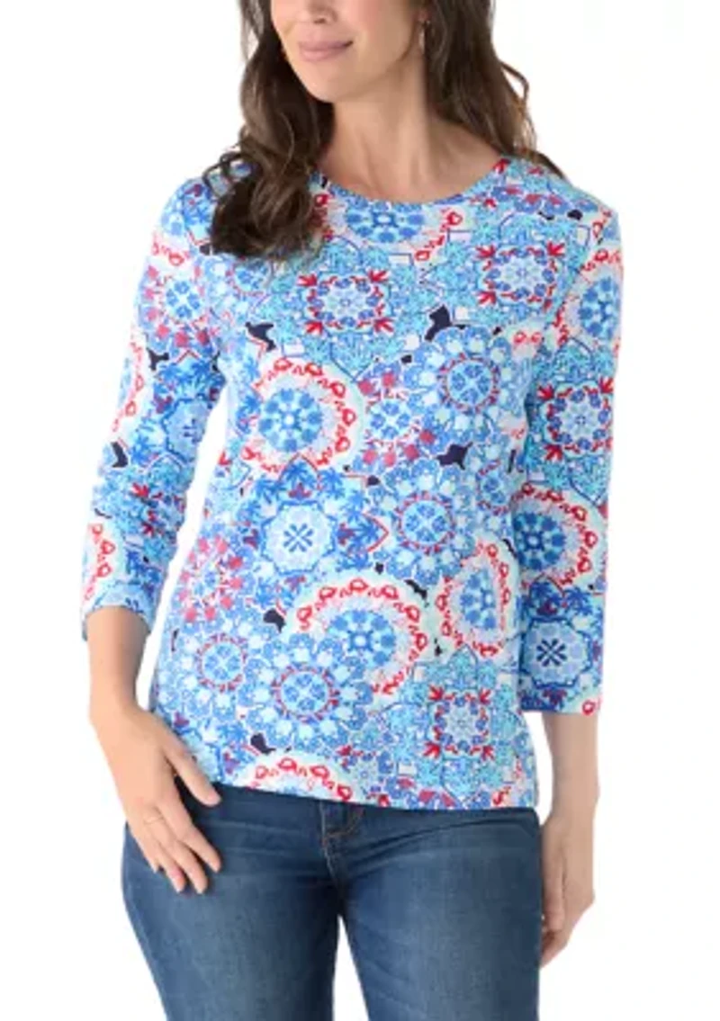 Women's 3/4 Sleeve Print Shirt