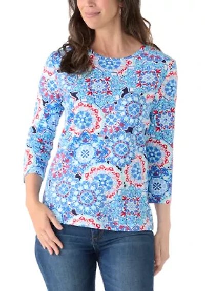 Women's 3/4 Sleeve Print Shirt
