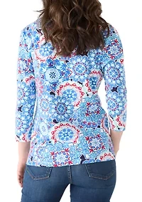 Women's 3/4 Sleeve Print Shirt