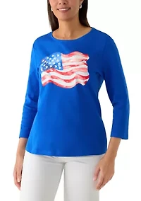 Women's 3/4 Sleeve Crew Neck Graphic T-Shirt
