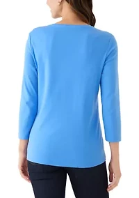 Women's Three-Quarter Sleeve Crew Neck Graphic T-Shirt