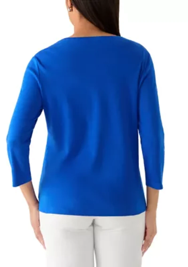 Women's 3/4 Sleeve Crew Neck Graphic T-Shirt