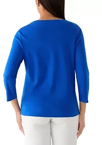 Women's 3/4 Sleeve Crew Neck Graphic T-Shirt