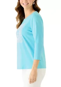 Women's 3/4 Sleeve Crew Neck Graphic T-Shirt