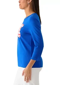 Women's 3/4 Sleeve Crew Neck Graphic T-Shirt
