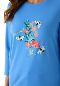 Women's Three-Quarter Sleeve Crew Neck Graphic T-Shirt