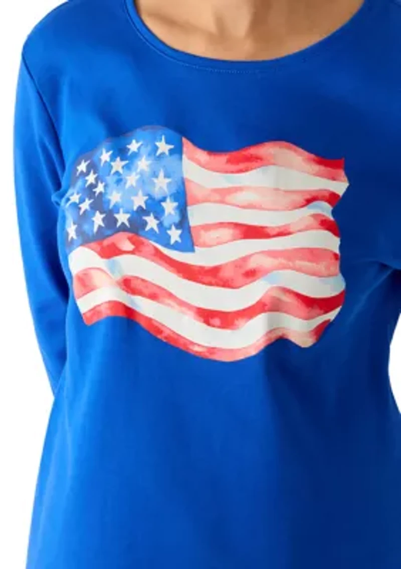 Women's 3/4 Sleeve Crew Neck Graphic T-Shirt