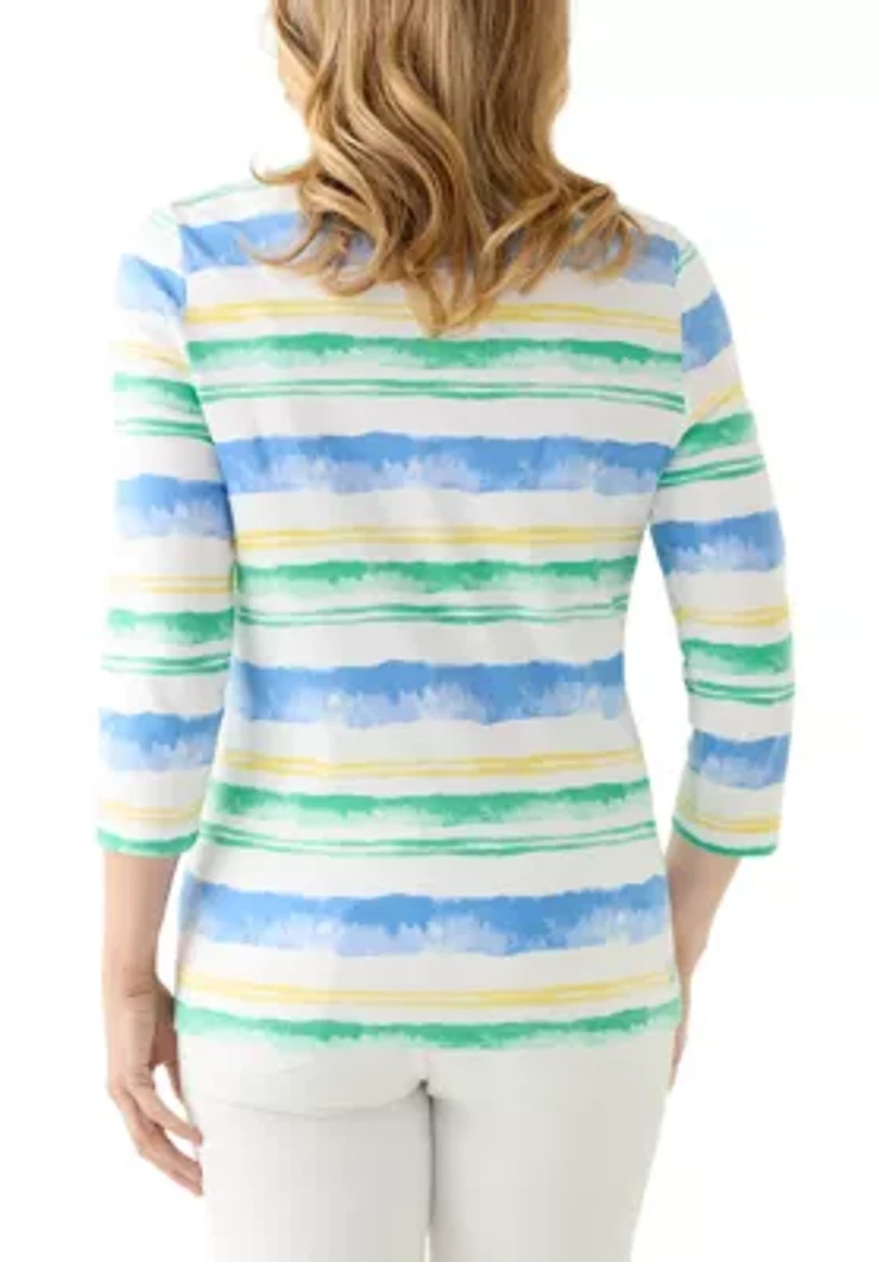 Women's 3/4 Sleeve Striped Shirt