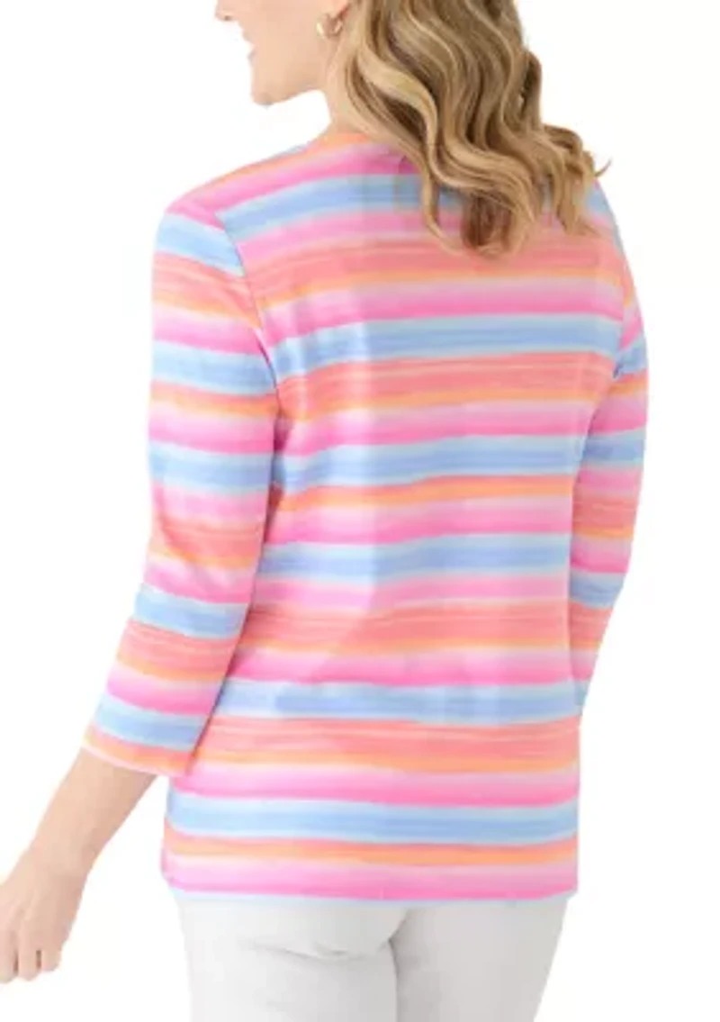 Women's 3/4 Sleeve Striped Shirt