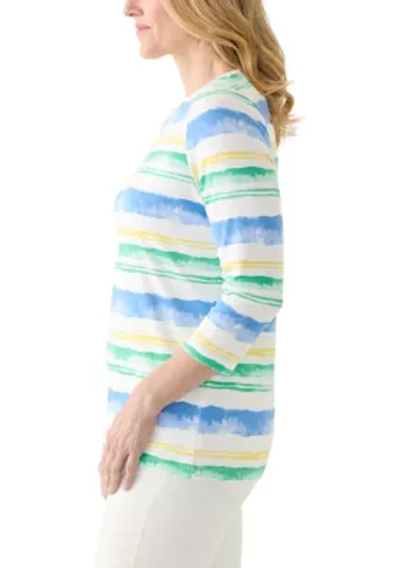 Women's 3/4 Sleeve Striped Shirt
