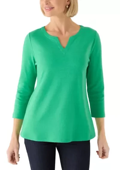 Women's 3/4 Sleeve Split Neck Shirt