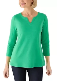 Women's 3/4 Sleeve Split Neck Shirt