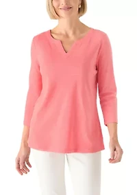 Women's 3/4 Sleeve Split Neck Shirt