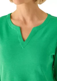 Women's 3/4 Sleeve Split Neck Shirt