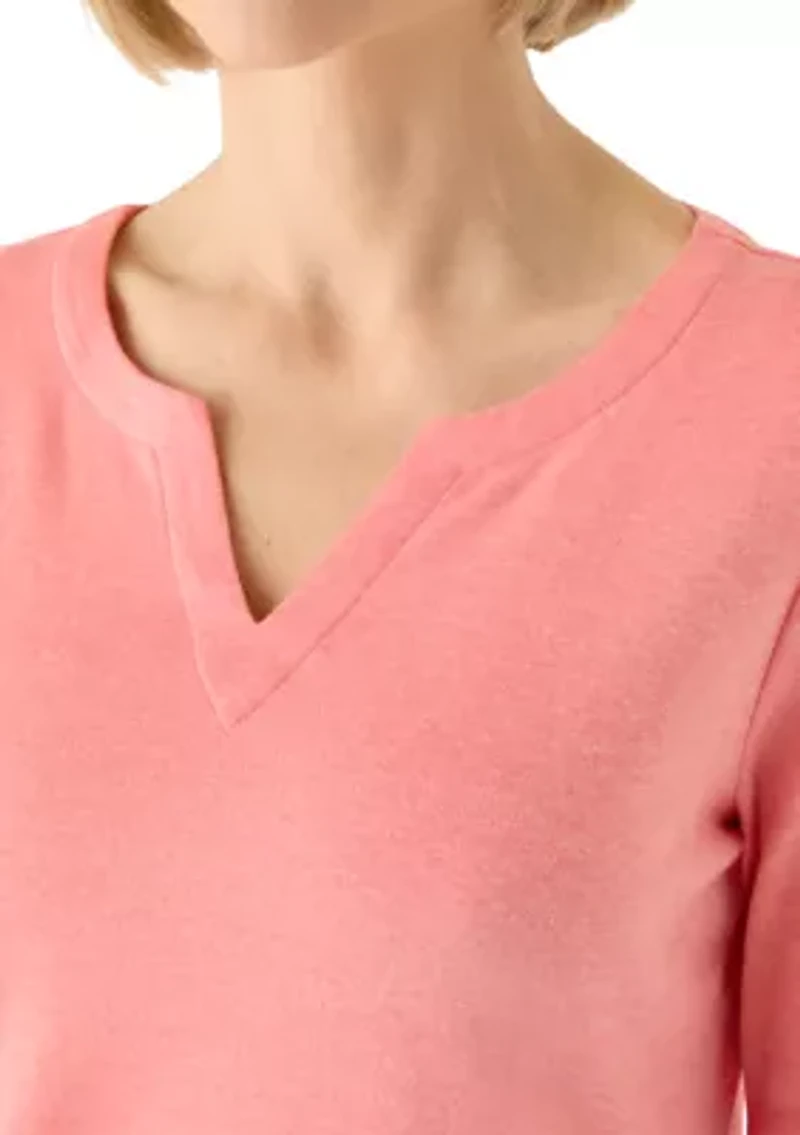 Women's 3/4 Sleeve Split Neck Shirt