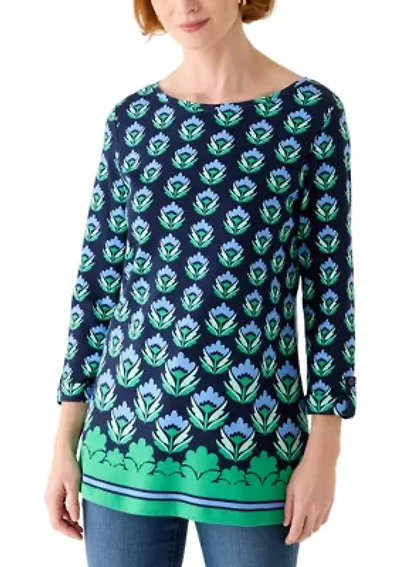 Women's 3/4 Sleeve Tunic with Tab Boarder