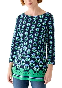 Women's 3/4 Sleeve Tunic with Tab Boarder