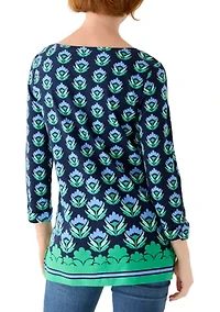 Women's 3/4 Sleeve Tunic with Tab Boarder