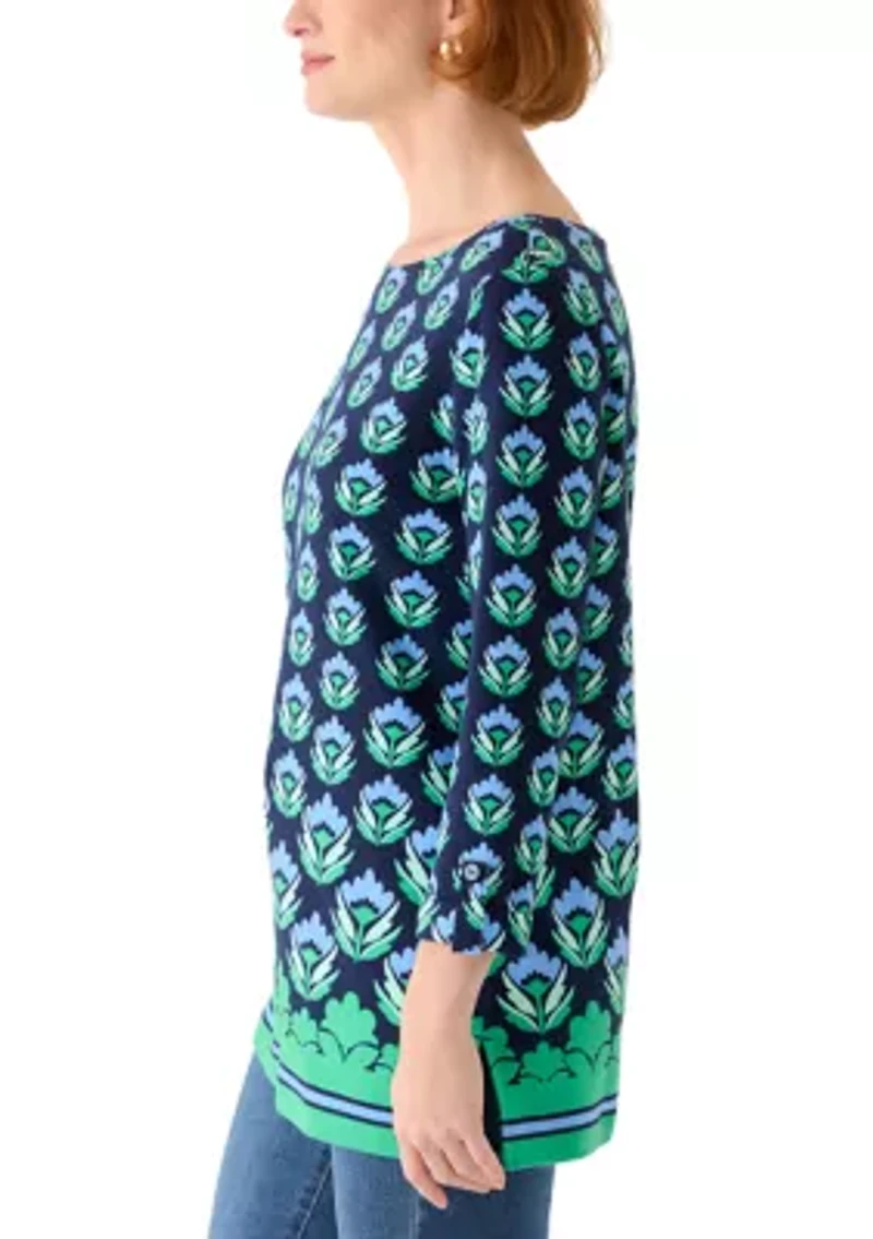 Women's 3/4 Sleeve Tunic with Tab Boarder