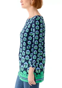 Women's 3/4 Sleeve Tunic with Tab Boarder