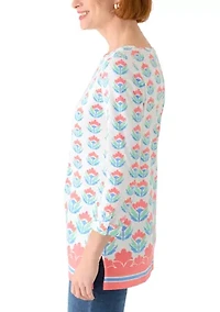 Women's 3/4 Sleeve Tunic with Tab Boarder