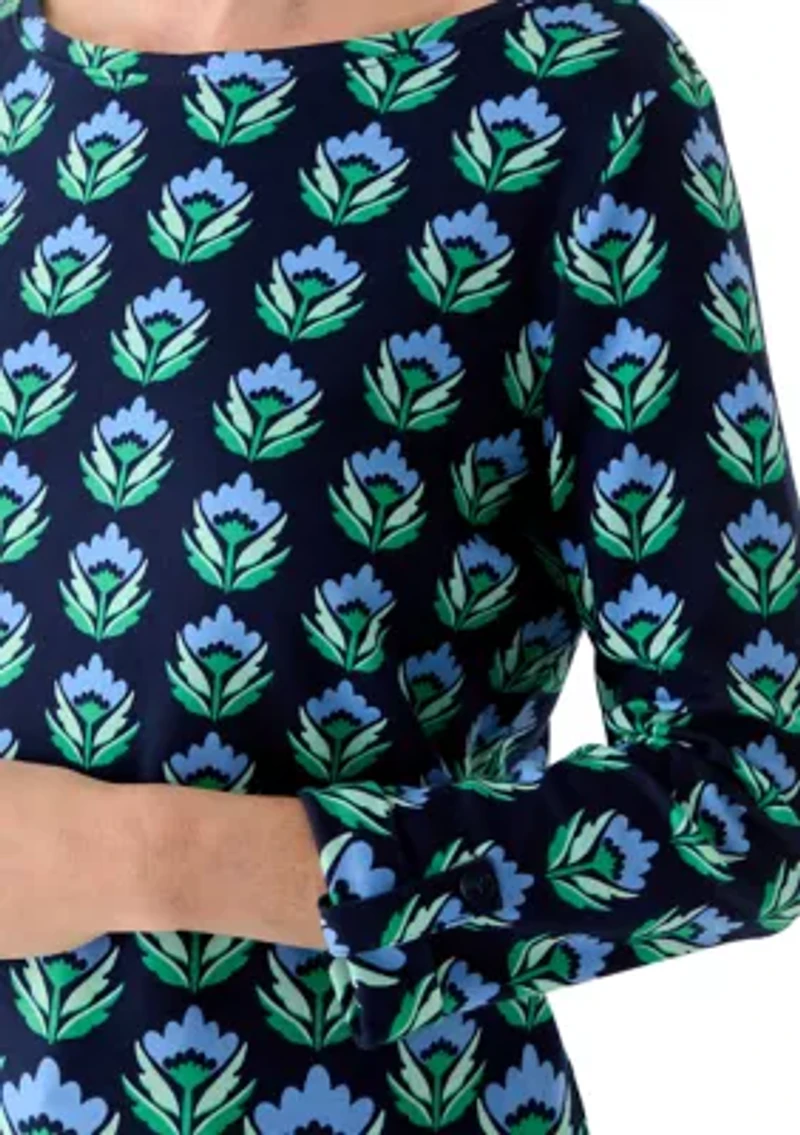 Women's 3/4 Sleeve Tunic with Tab Boarder