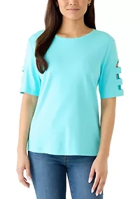 Women's Elbow Sleeve Crew Neck Top