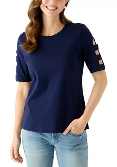 Women's Elbow Sleeve Crew Neck Top