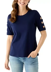 Women's Elbow Sleeve Crew Neck Top