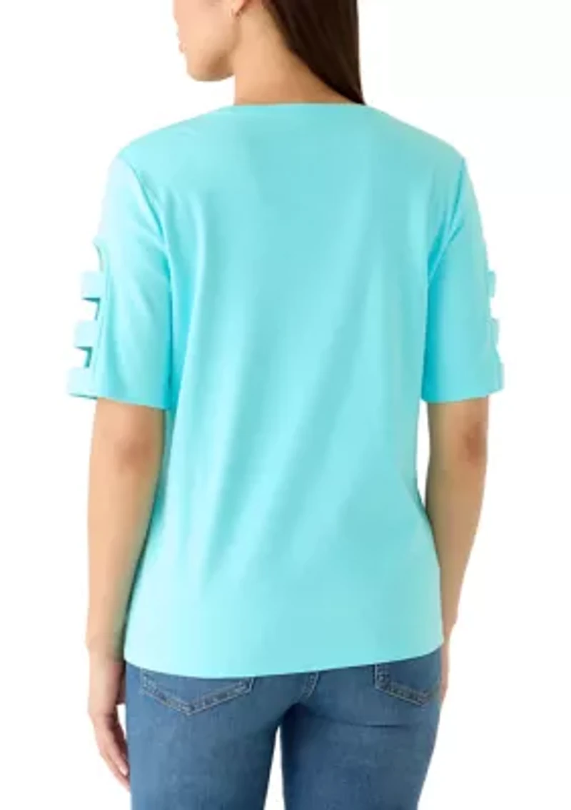 Women's Elbow Sleeve Crew Neck Top