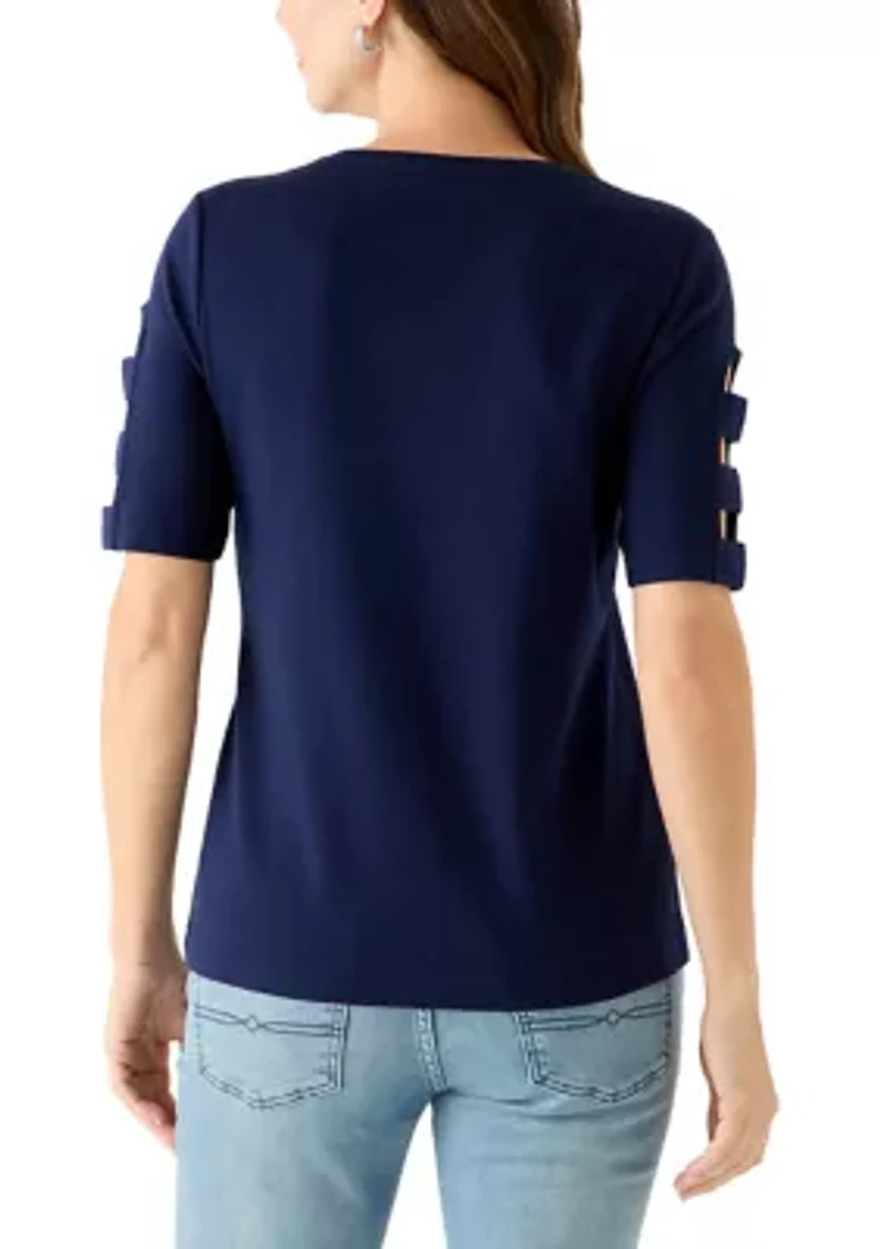 Women's Elbow Sleeve Crew Neck Top