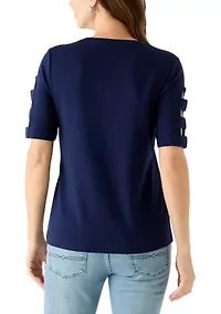 Women's Elbow Sleeve Crew Neck Top