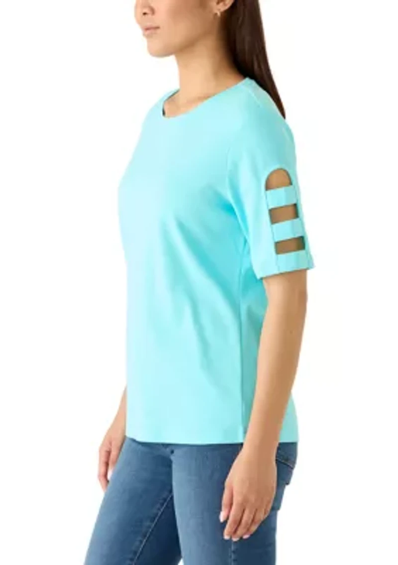 Women's Elbow Sleeve Crew Neck Top